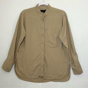 Banana Republic Women’s Linen Blend Shirt Button Up Tan Long Sleeve Size S